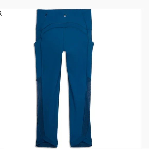 Lululemon Sole Training Crop Poseidon Teal Legging Size 6 Cropped Mesh - Picture 5 of 9